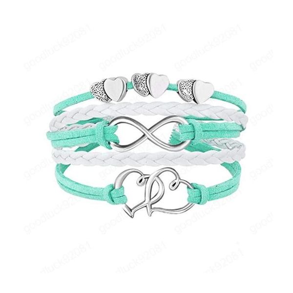 Braccialetti con ciondoli Infinity Double Heart Bracciale Weave Leather Wrap Mtilayer Gioielli moda donna Drop Delivery Dh8Ak