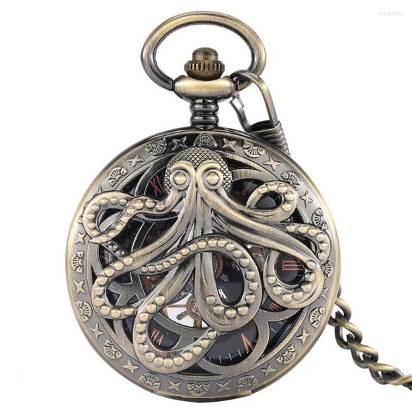 Карманные часы высококачественных сплавов мужски для подвесной подвесной часы механические толстые цепные часы осьминожный осьминовый колье для друзей сувенир для друзей
