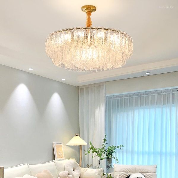 Lâmpadas pendentes da sala de estar francesa Chandelier Crystal Light Main Modern Simple 2023 Romântico quarto de luxo