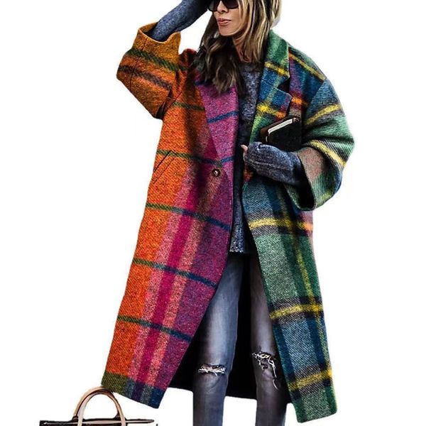 casaco presságio terno tamanho grande blusão mais longo casaco de lã de alta qualidade primavera e outono blusa feminina com fenda solta manga longa blusão fino tamanho grande feminino