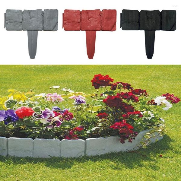 Decorazioni da giardino 10 pezzi Recinzione in pietra di plastica Bordo fai-da-te Pieghevole Paesaggio Fiore Recinzione-Percorso Prato