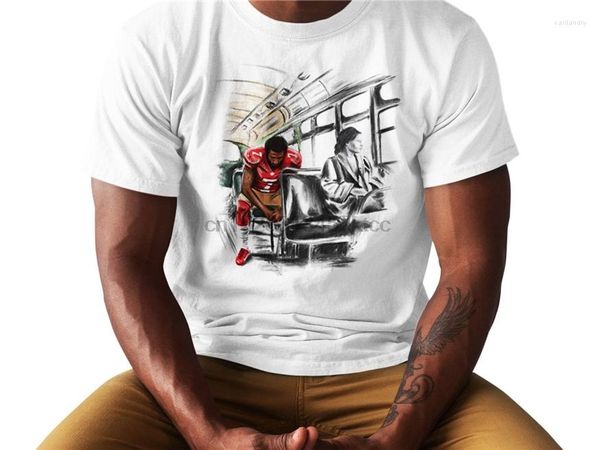 Camisetas masculinas Colin Kaepernick Rosa Parks - Stand Sitting Unisex White T -Shirt Fashion Style Classic Tee Shirt