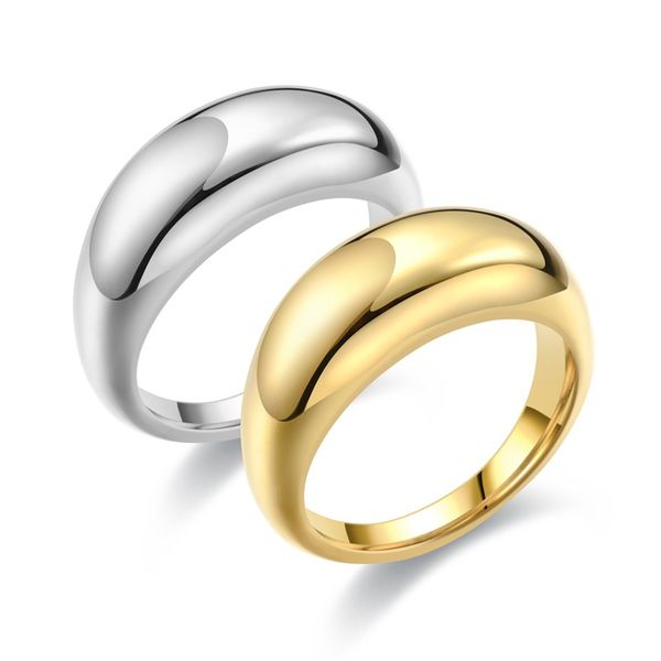 Gold Silver Plated Surface Band Ring Anel Stoneless Aço jóias de noivado para mulheres