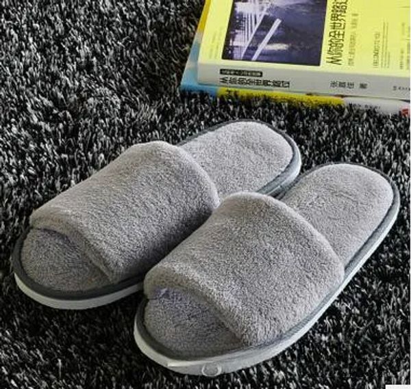 7 cores hotel macio spa slippers não disposáveis ​​colorido de veludo 7 mm de espessura sola casual folhas de pano de algodão Terry, um tamanho se encaixa mais no atacado