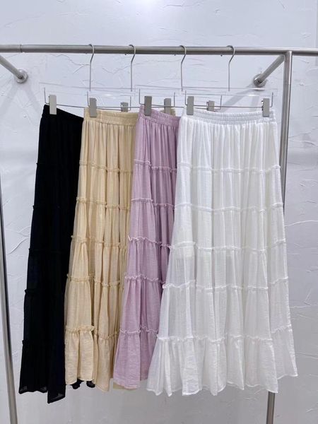 Saias 2023 Mulheres da moda saia feminina Summer Folds Mostra de grandes dimensões Slimthin Gluffy Umbrella A-Line Long Meio-Body