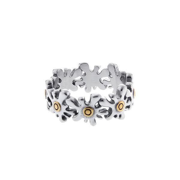 Япония/Южная Корея Жидкое нерегулярное кольцо сплайсинга цветов с титановым стальным дизайном Простые модные бренд -очарование/женщины