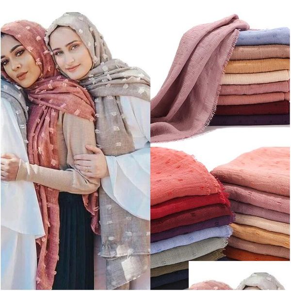 Schals Design Frauen Muslimische Plain Baumwolle Hijab Schal Mode Islamischen Kopf Feste Stirnband Wraps Weibliche Pashmina Lange Drop Lieferung AC DHFW9