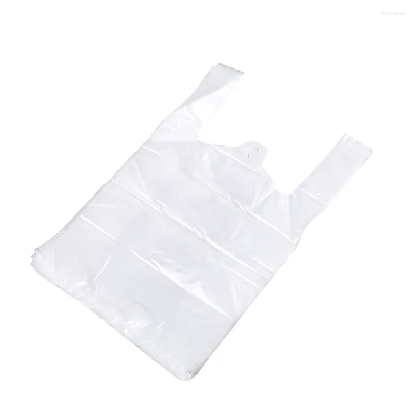 Сумки для хранения 100 шт. Белый пищевый пластиковый пакет с ручкой упаковки для продуктового магазина в супермаркете (20 30)