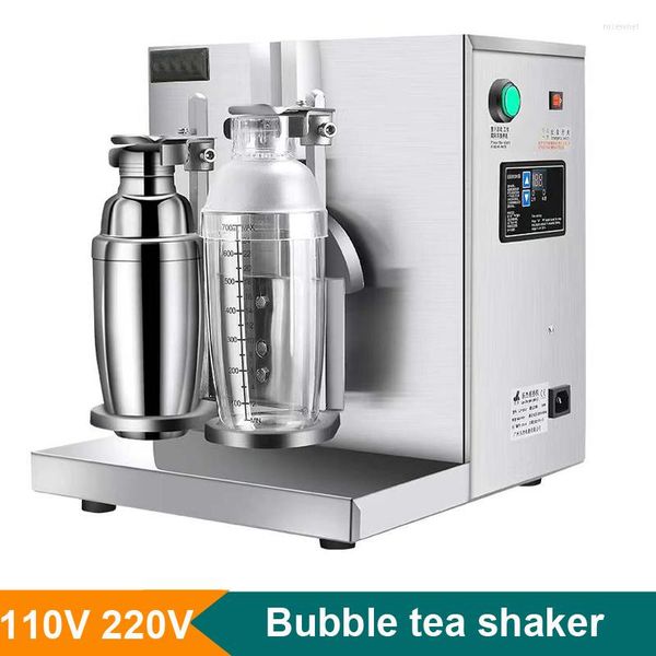 Mixer mit Tassen Kommerzieller Boba Shaker Bubble Tea Edelstahl Doppelkopf-Perlenmilch-Schüttelmaschine