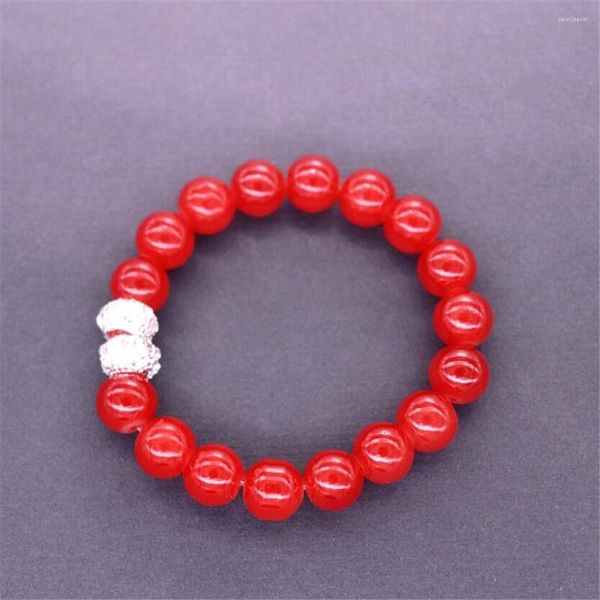 Charm Armbänder Drop Ship Mode elastische 10 mm rote Glasperlen Armband Armreifen für Handgelenk Geschenk Schmuck anpassen Design