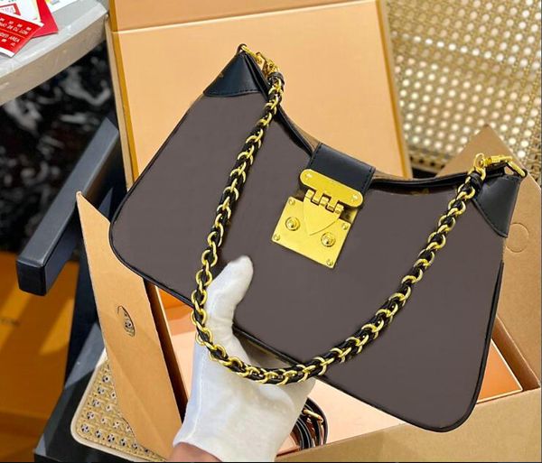 Designers Bolsa de ombro gêmeo feminino marrom Correia de couro reversa Bolsa de bola de luxo de luxo de luxo de luxo