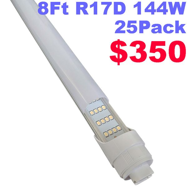8ft R17D LED tüp ışığı, F96T12 HO 8 ayak LED ampuller, 96 '' 8ft LED dükkan ışığı T8 T12 floresan ampuller, 100-277V giriş, 18000lm buzlu kapak crestech168
