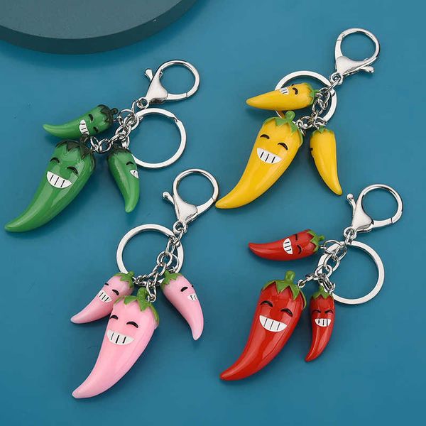 Keychains da moda na coreana sul -coreana 3D Keyring Pimenta quente Chaves de keychain Creative Portachiavi Chaveiro Llaveros Bag Charm G230525