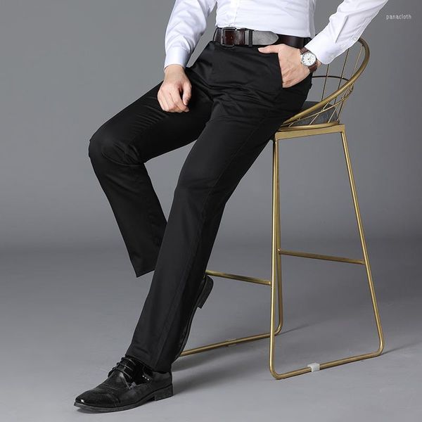 Calça masculina de estilo britânico homens de alta qualidade design de calça de calça slim office office de festas de festas de casamento social formal