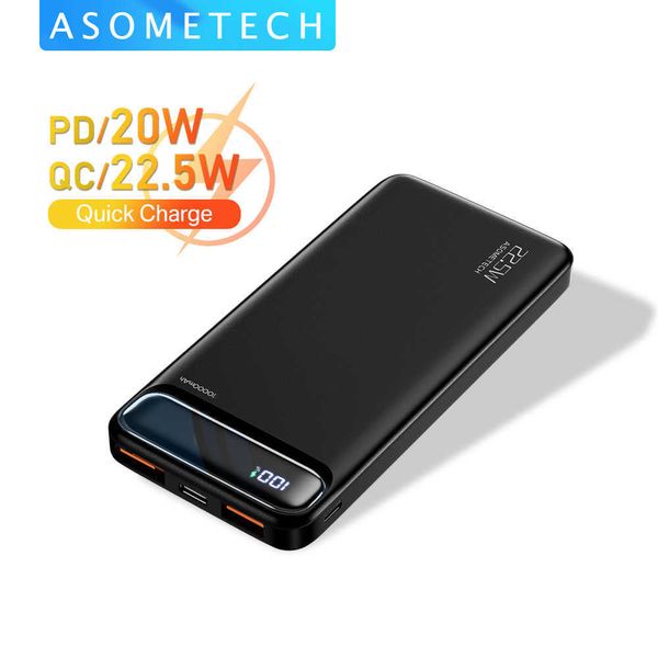 Handy-Powerbanks Tragbares Ladegerät Power Bank 10000 mAh 20000 mAh Externer Akku LED QC3.0 PD Schnellladung PowerBank 10000 20000 mAh Für mi G230525