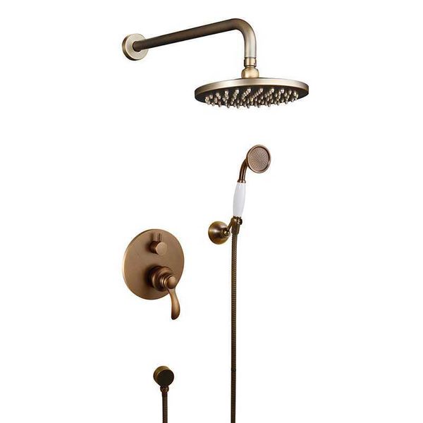 Badezimmer-Duschsets, rund, antiker europäischer Gartenstil, verdeckter Duschkopf, eingebettet in die Wand G230525