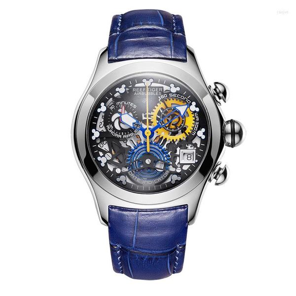 Recife de relógios de pulso Tiger Designer Top Fashion Watches for Women Steel Skeleton Blue Strap Sport RGA7181