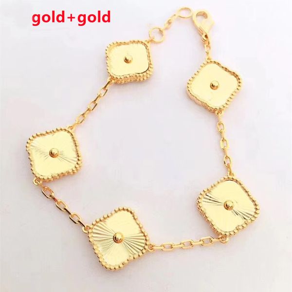 Designer Gold Halskette Vierblättriges Kleeblatt Anhänger Gliederkette Silber Grün Perlmutt Ohrring Schmuckset Armband Mit Box Für Frauen