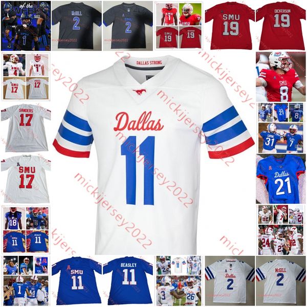 Eric Dickerson SMU Mustangs Fußballtrikot Courtland Sutton Cole Beasley Kenneth Acker Paul Page Doak Walker Maßgeschneiderte SMU-Trikots für Herren