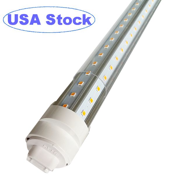 8ft LED ampul ışığı - 72W 6500K, şeffaf kapak, R17D taban, 9000lm, 300W eşdeğer floresan tüpleri F96T12/DW/HO, döndürme v şekilli, çift uçlu güçlü balast bypas