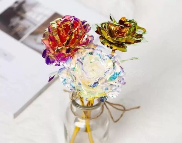 Giorno di Natale Fiori decorativi Ghirlande Regalo 24k Lamina d'oro placcata Rosa I regali creativi durano per sempre per i regali della ragazza di San Valentino CN23