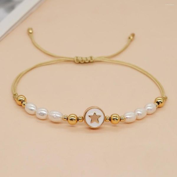 Strand Boho Amizade Bracelets Gold Miyuki Star Charm Bracelet Gold Filmed Bated para mulheres Teen Girl Pearl Summer Jewelry