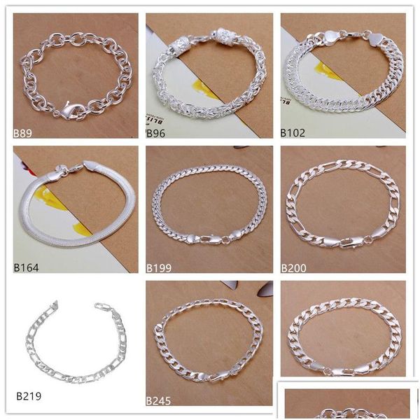 Chain Camarão Torneira de fivela de fivela link Surling Sier Bracelets 8 peças estilo misto gtb27 modelos de moda