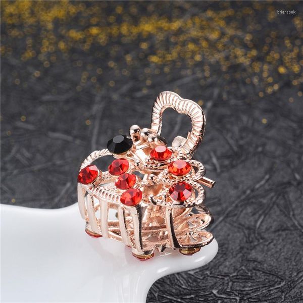 Cabelos de cabelos marcas de moda meninas elegantes meninas ornamentos de cristal cor de cor dourado pavão jóias de casamento de caranguejo pequeno