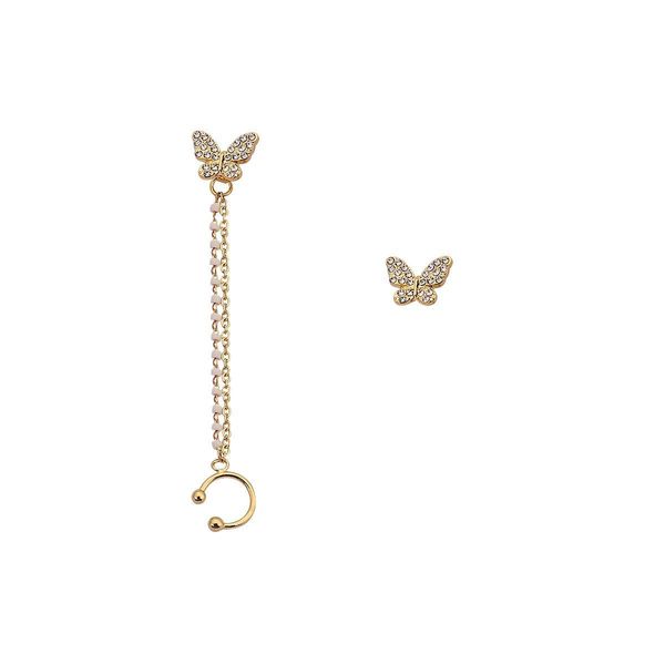 Ear Cuff Fashion Asimmetria Clip a farfalla di cristallo per le donne Ragazze Vintage Carino No Piercing Cartilagine finta Gioielli Drop Delivery Earr Dhwof