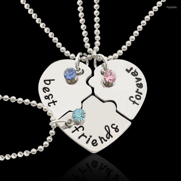 Ketten BFF Kristall Herz Halsketten für 4 Vier Freunde Halskette Form Puzzle Hand Stempel Freundschaft Schmuck Frauen Mädchen