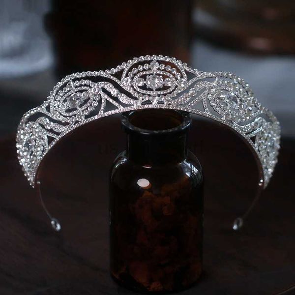 Outros acessórios de moda barroca de luxo zircão cúbico forma de onda suave tiaras coroa shinestone concurso diadema cz banda de cabeça de casamento acessório j230525