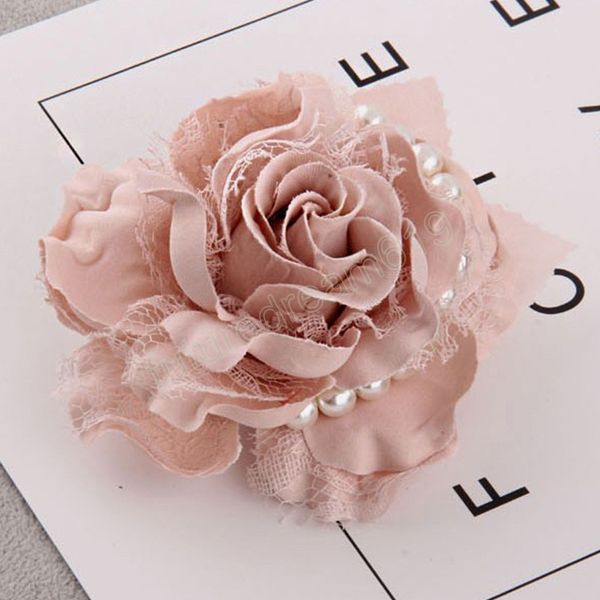 Tessuto pizzo rosa fiore spilla abito spilla gioielli di moda abito maglione di perle spille corpetto per accessori donna