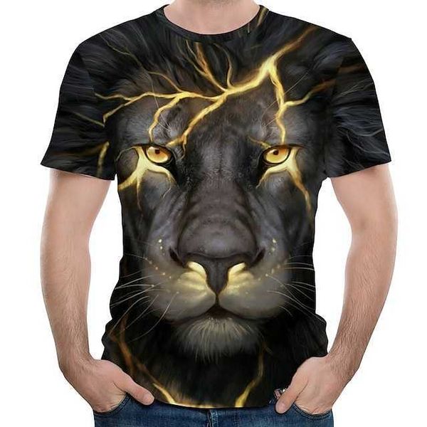 T-shirt da uomo T-shirt divertenti Grafica Animale Leone Girocollo Nero Rosso Blu Viola Verde Stampa 3D Taglie forti Causale Quotidiano Manica corta Stampa Abbigliamento Abbigliamento Streetwear