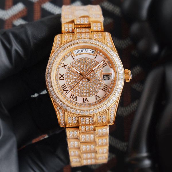 Diamond Watch Movimento Mecânico Automático Men 40mm Sapphire Wristwatch Business Business Aço inoxidável 904L Pulseira Montre de Luxe Presente para namorado