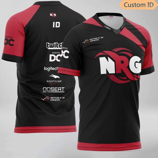 Camisetas masculinas csgo nrg esports jersey jersey uniforme id fãs fãs de idshirt masculino homem nomes personalizados tee camisa roupas