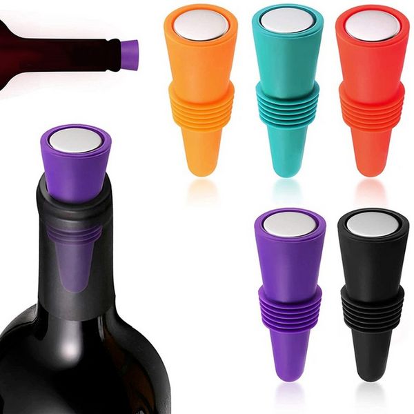 Premium Silicone Wine and Beverage Bottle Bott Set à prova de vazamento garrafas de champanhe Chamadas Stoppers Wine Cork Saver Stopper reutilizável FY5336