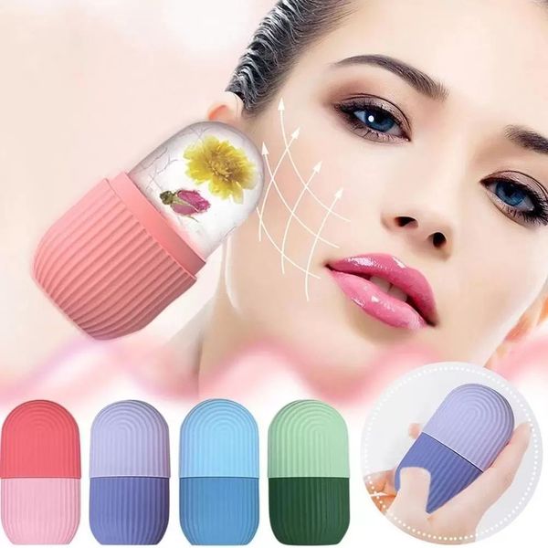 Silicone Skin Care Beauty Lifting Contorno Silicone Ice Cube Bandejas Globo de gelo Bolas de gelo Rolo facial do massageador Reduza a acne