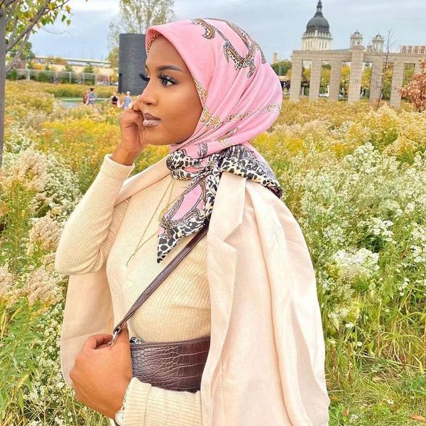 Lenços lenços feminino quadrado lenço de seda bandeira muçulmana hijab fêmea de xale de impressão grande envolve silenciador de bandana badana