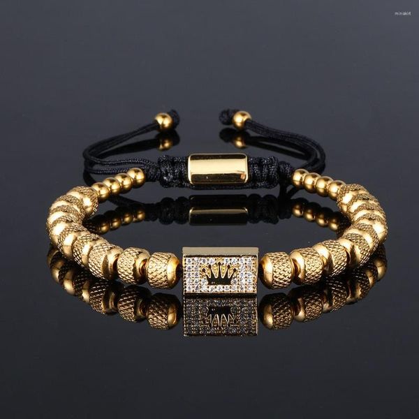 Braccialetto di lusso Roman Royal Crown Charm Bracciale Uomo Acciaio inossidabile Geometria Pulseiras Bracciali regolabili aperti Coppia regalo di gioielli