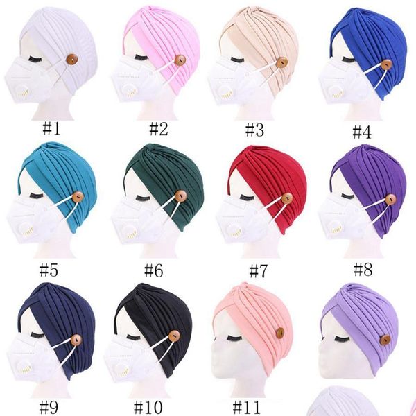 Beanie/Totenkopfkappen Warme dehnbare Strickmütze Mütze Knopfmütze Männer Frauen Herbst Winter Schutz Ohr Drop Lieferung Mode Accessori Dhqdp