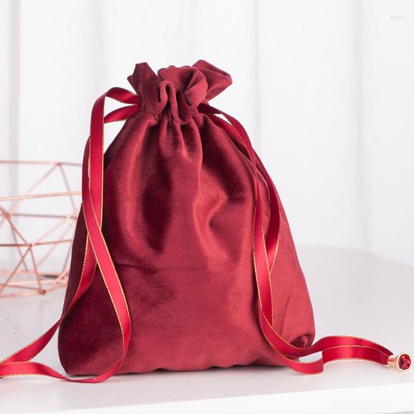 Bolsas de armazenamento Bolsa de veludo Bolsa cosmética Bolsa de cabelo de casamento Lão de lã holandês Lão de velo