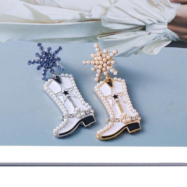 Brincos Dangle Boots Christmas de alta qualidade Rhinestone Xmas Pérola Ear