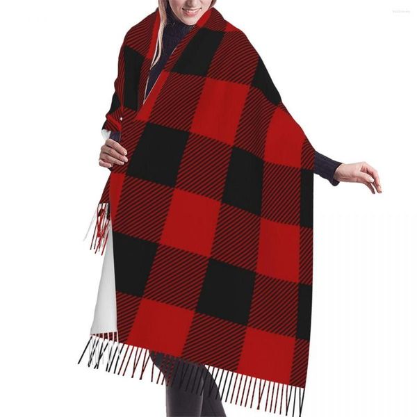 Lenços lenço de borla grande 196 68cm Pashmina Winter Shawl Wrap embrulhado Bufanda feminina Lumberjack Cashmere xadrez