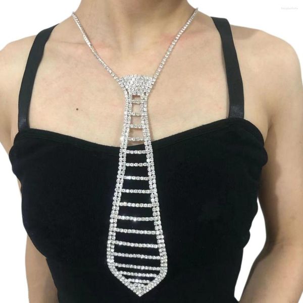 Ketten 2023 Mode Frauen Elegante Krawatte Halskette Luxus Glänzende Strass Lange Perlen Kette Hochzeit Ball Schmuck