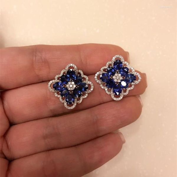 Orecchini Huitan Gorgeous Blue CZ Women Engagement Wedding Anniversary Party Elegant Lady's Ear Accessories Fashion Jewelry