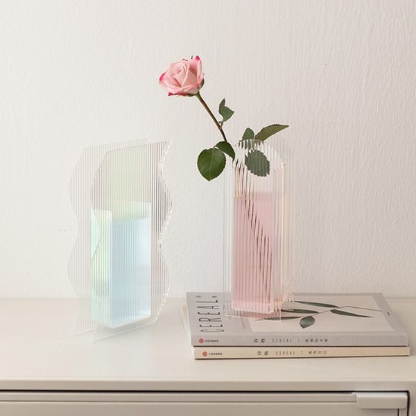 Vasi Cutelife Nordic Grande vaso di fiori in acrilico trasparente Vaso idroponico Soggiorno Decorazione domestica Vaso geometrico Vaso per piante da matrimonio 230525
