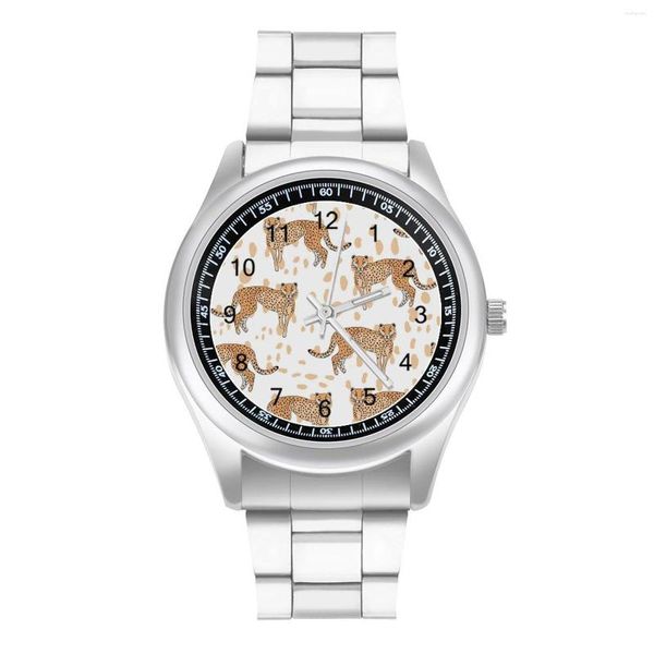 Relógios de pulso Cheetah Pattern Leopard Quartz assistir animais selvagens Business Business Wrist Steel Design de boa qualidade Girl Watchwatch