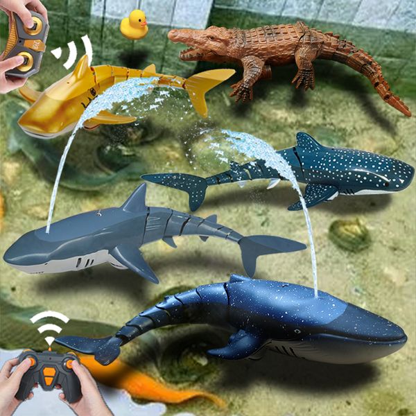 Электрические/RC Животные с дистанционным управлением Shark Детские игрушки для детей, мальчики, рождественские подарки для бассейнов для бассейнов вода RC Clown Robots подводная лодка 230525