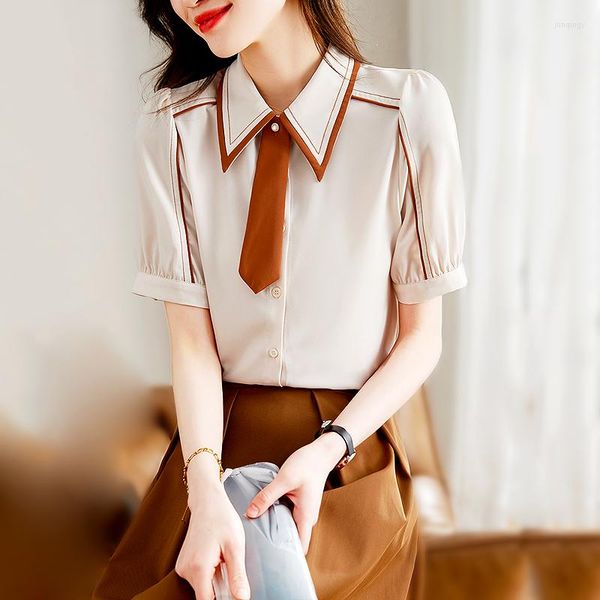 Женские блузки моды с коротким рукавом с коротким рукавом шифоновые женские рубашки Топы женские винтажные стиль летняя одежда Camisas y Blusas SL399