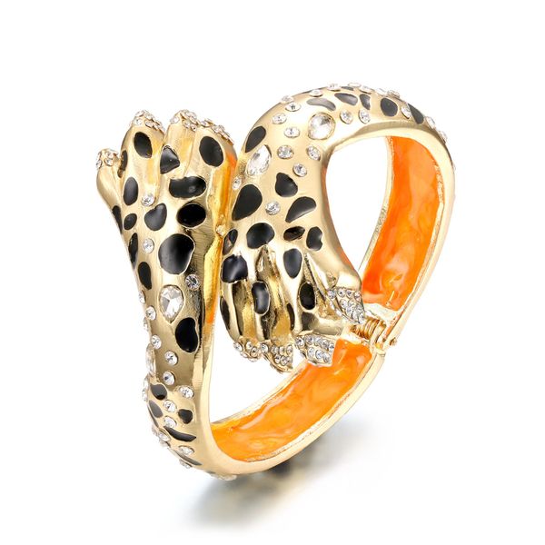 Bangle Leopard Panther Bangle Mulheres Pulseira Femme Esmalte Animal Partido Presente Cor Dourada Brazalete Mujer Jóias Indianas Kpop Moda